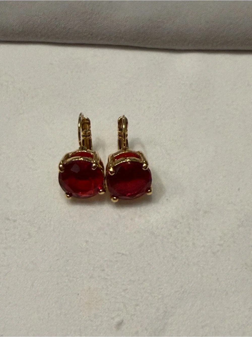 Kate Spade Gold-Tone Deep Red Glass Drop Earrings